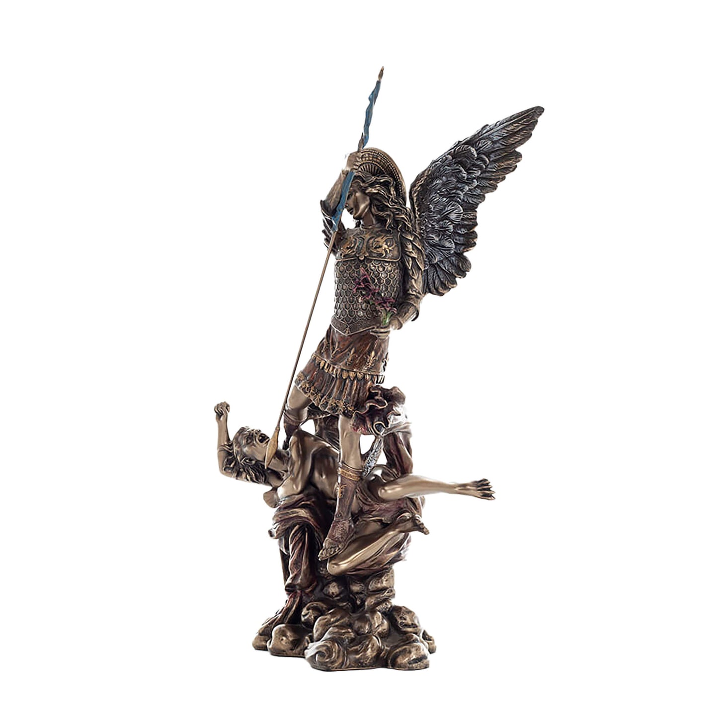Archangel Saint Michael 33cm Veronese Cold-Cast Bronze Statue – Heavenly Warrior Defeating Evil