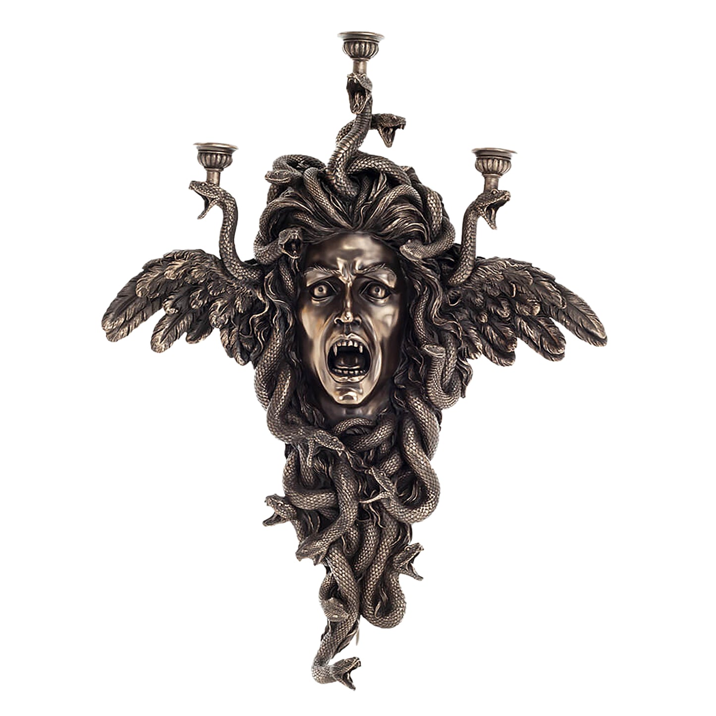 Medusa Wall Candelabra – 61.5x50cm Veronese Cold-Cast Bronze Greek Mythology Candle Holder