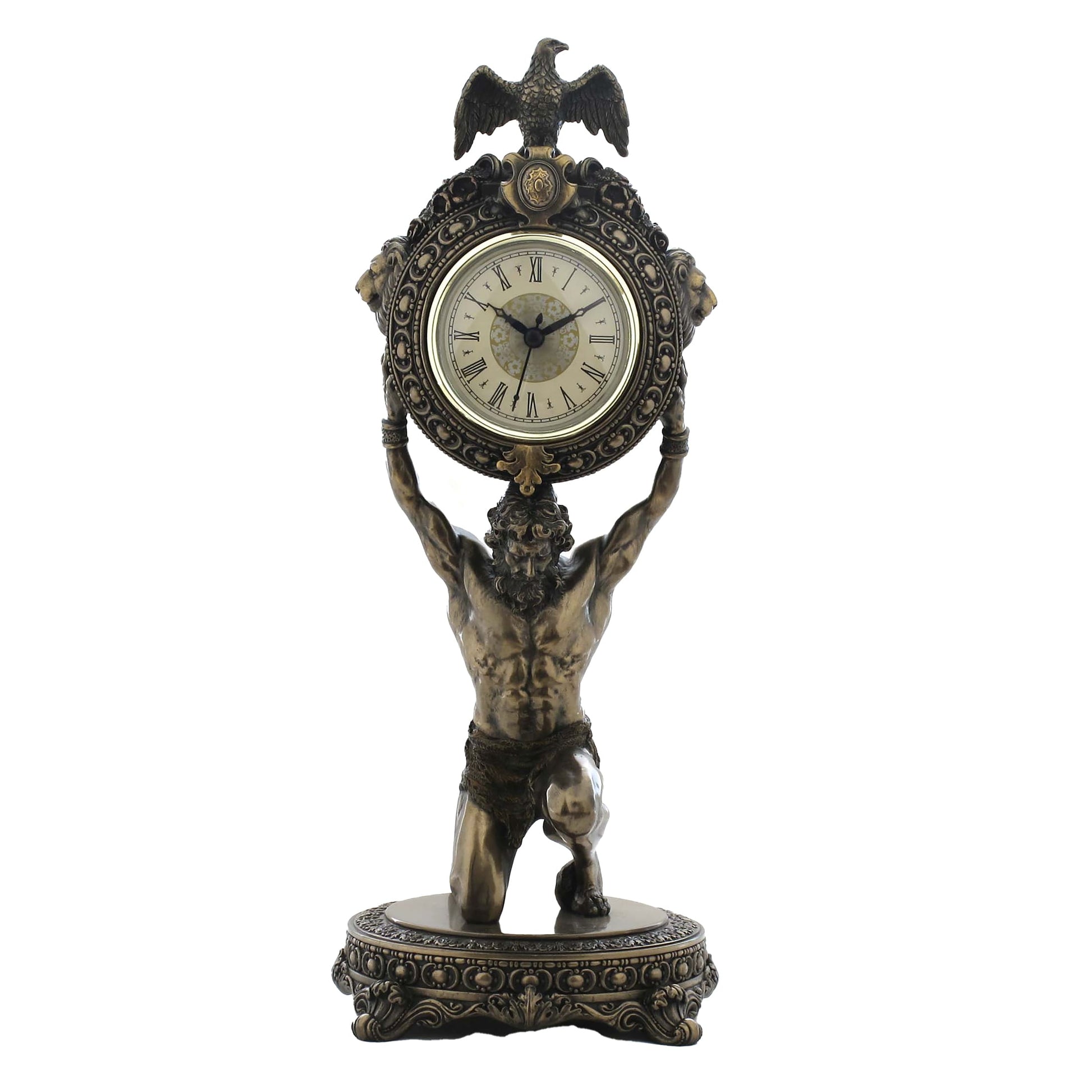 Atlas Greek Titan Clock 39cm Mythology Veronese Cold-Cast Bronze Table Clock