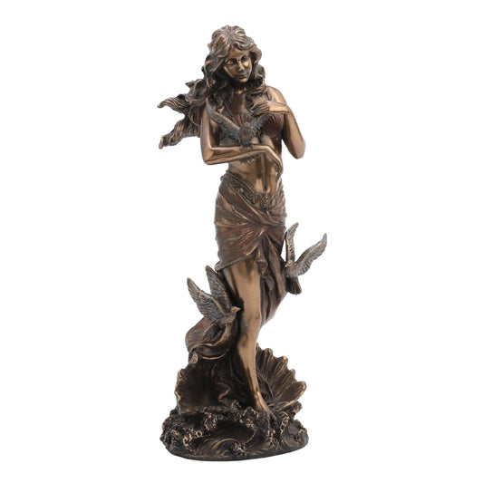 Aphrodite with Doves Statue – 28cm Veronese Cold-Cast Bronze Greek Goddess Figurine
