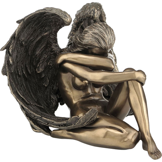 Fallen Angel 16,5x14cm Veronese Cold-Cast Bronze Statue – Symbol of Beauty and Despair