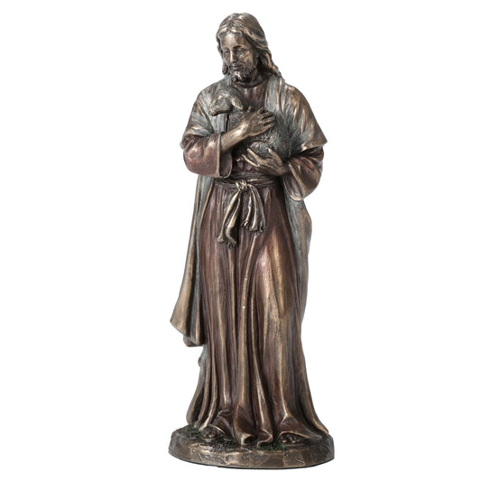 Jesus the Good Shepherd 16cm Veronese Cold-Cast Bronze Statue – Christian Religious Figurine