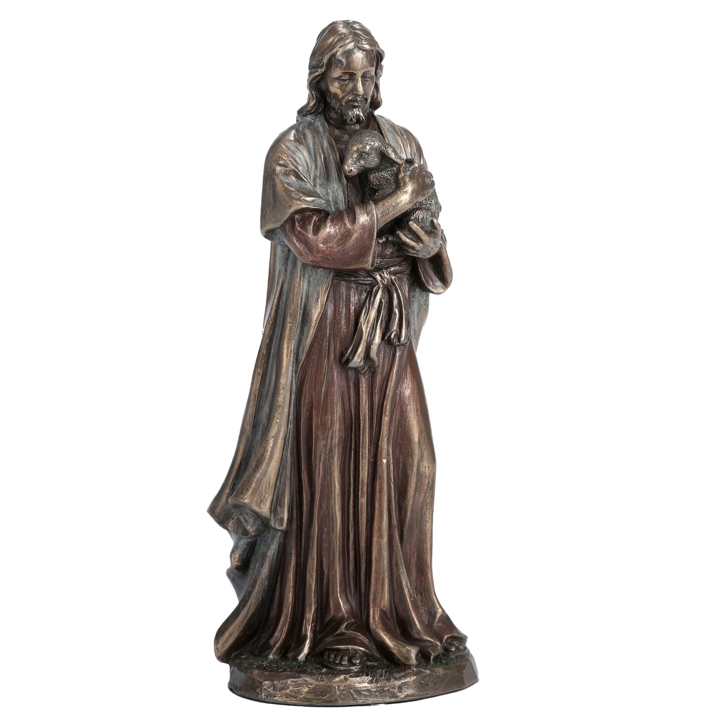 Jesus the Good Shepherd 16cm Veronese Cold-Cast Bronze Statue – Christian Religious Figurine