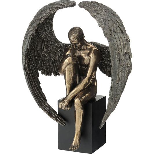 Fallen Angel 26cm Veronese Cold-Cast Bronze Statue – Symbol of Reflection and Inner Struggle