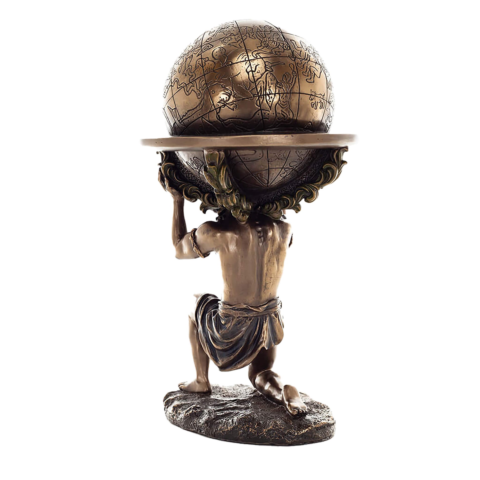 Atlas Titan Bronze Statue rear angle showing base texture