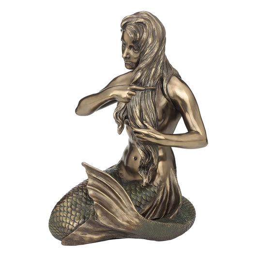 Mermaid Bronze Statue side angle showing arched tail