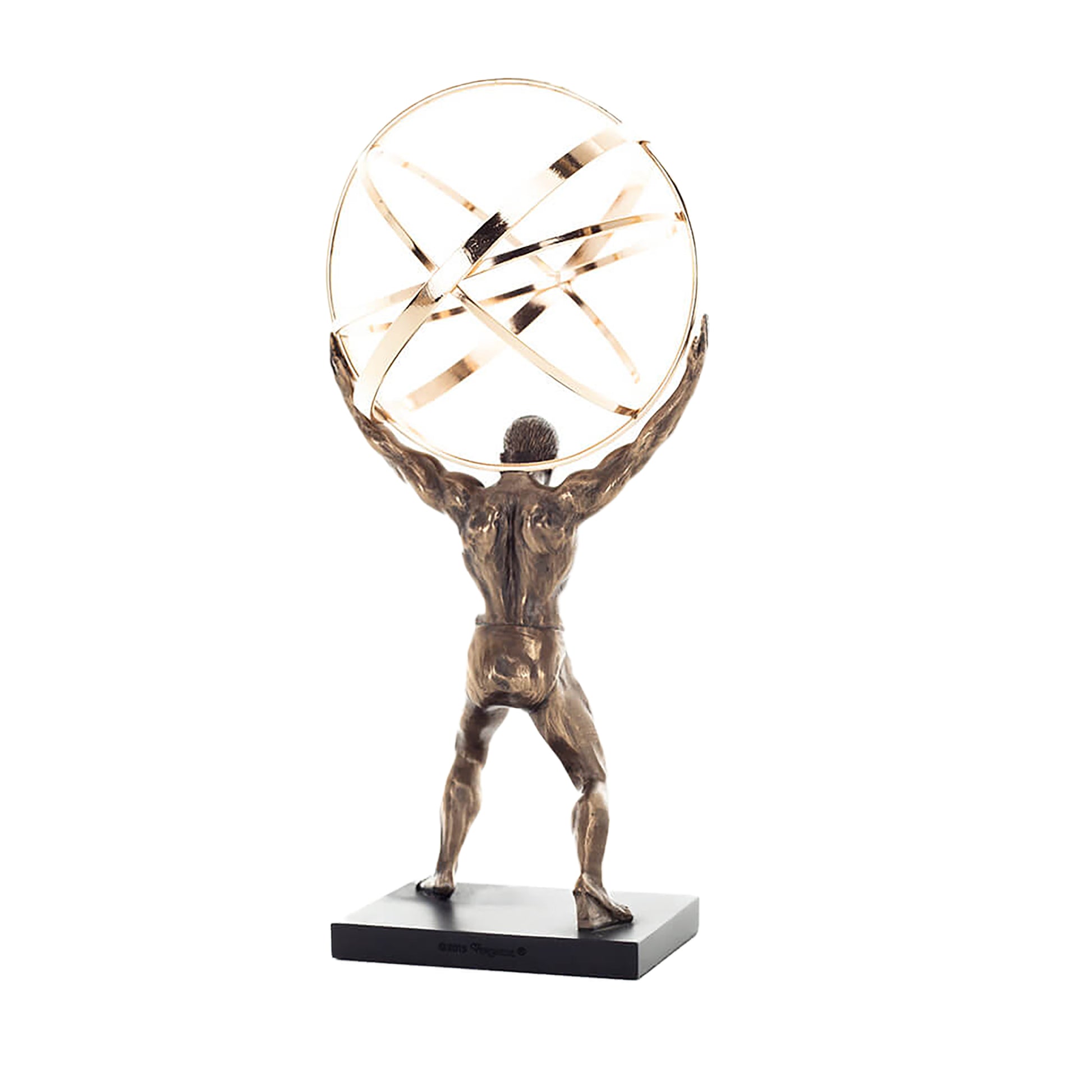 Atlas Titan Bronze Statue rear angle showing base texture