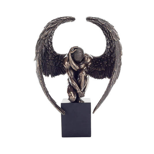 Fallen Angel Bronze Statue front view, 25.5 cm