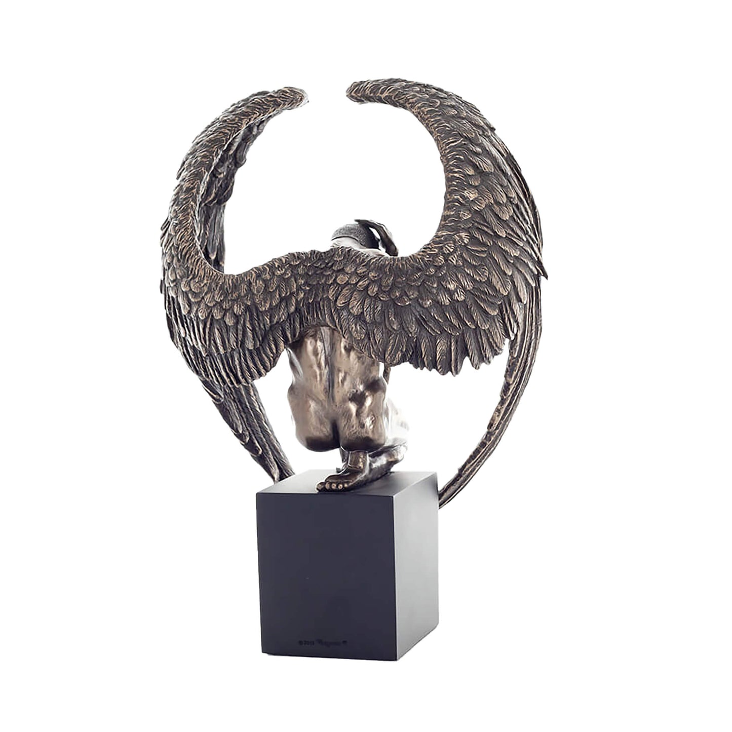 Fallen Angel Bronze Statue rear angle showing feather detail