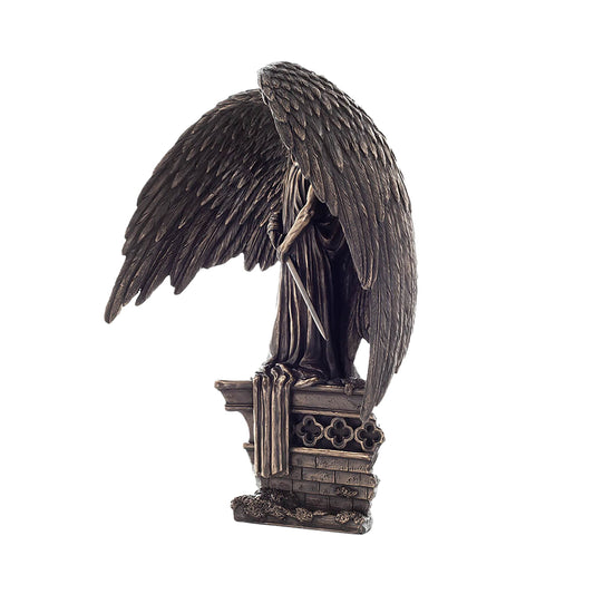 Dark Angel of Death Bronze Statue side angle with cloaked wings