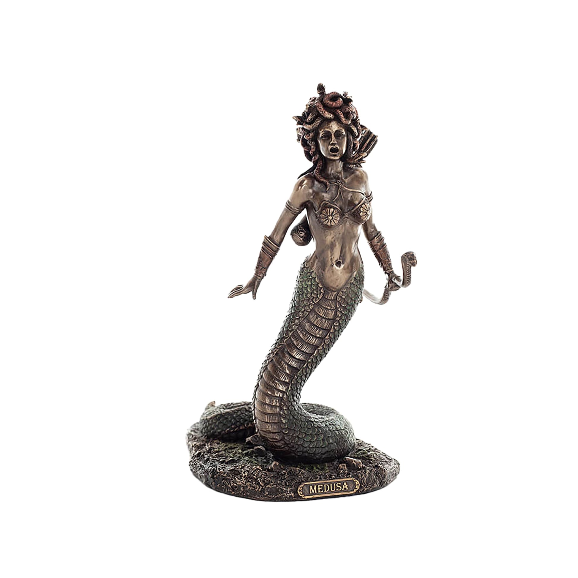 Medusa Archer Bronze Statue front view, 21 cm