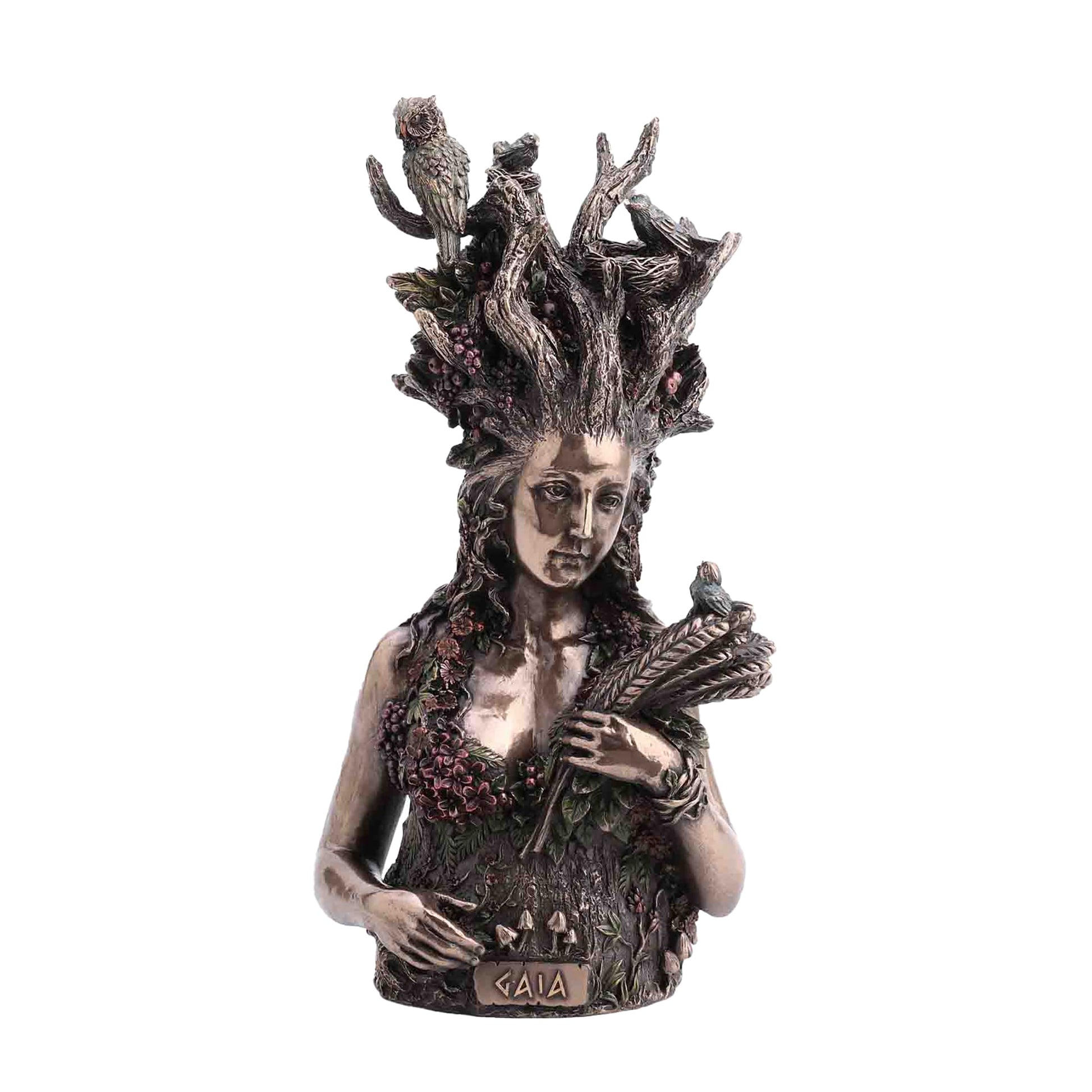 Gaia Mother Earth Bronze Statue front view, 26 cm