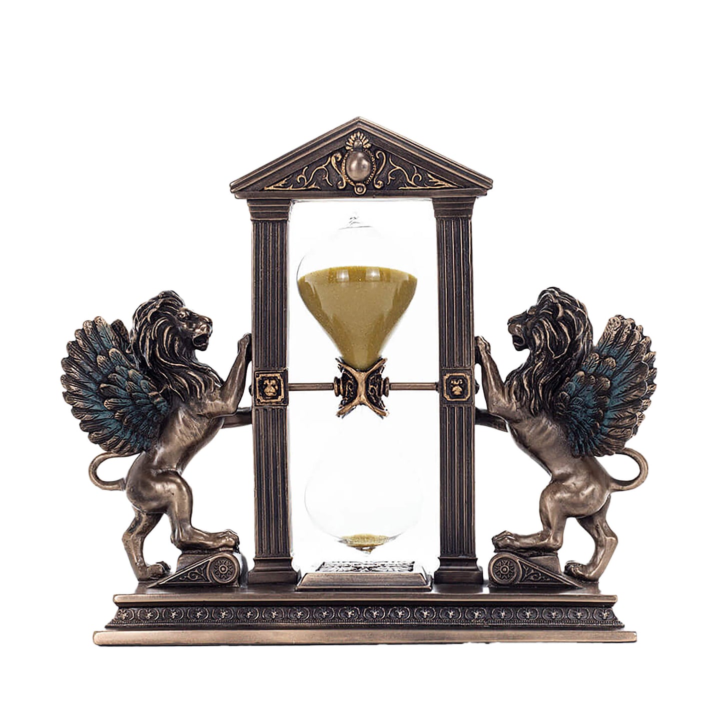 Winged Lion 21x18cm Venetian Guardian Veronese Cold-Cast Bronze Hourglass