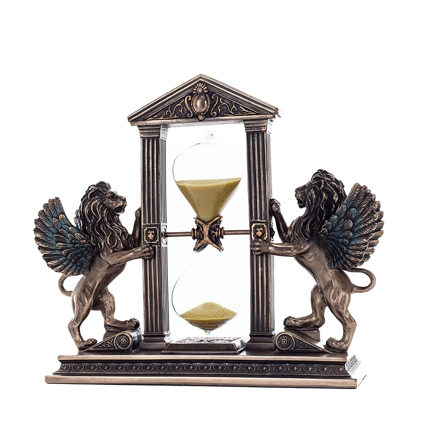 Winged Lion 21x18cm Venetian Guardian Veronese Cold-Cast Bronze Hourglass