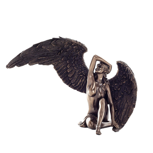 Fallen Angel Bronze Statue front view, 16.5 cm cold-cast