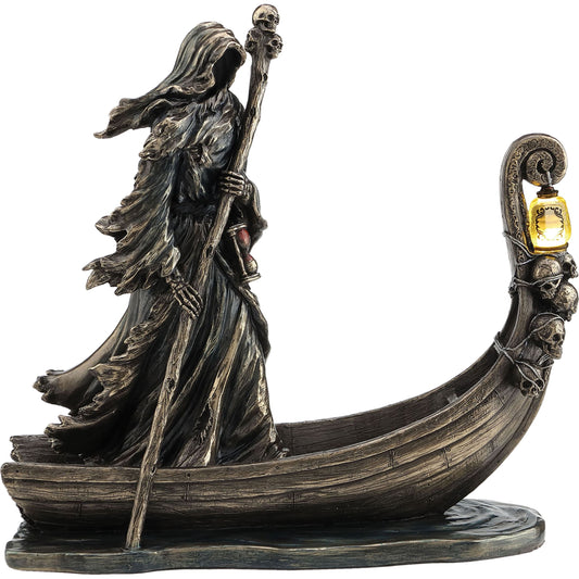 Charon Bronze Statue front view, 27.5 cm ferryman with oar