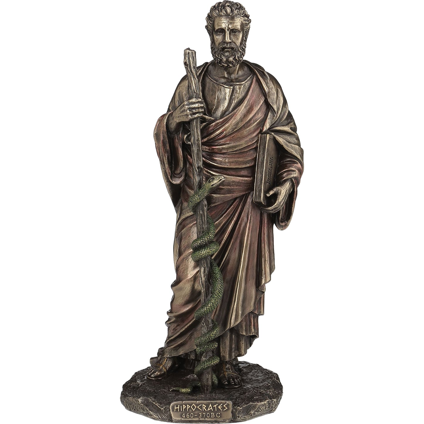 Hippocrates Cold-Cast Bronze Statue front view, 26.5 cm