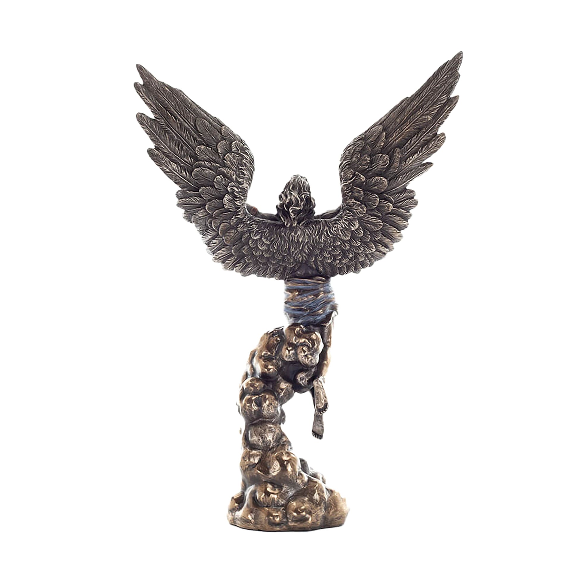 Nike Winged Victory Bronze Statue rear angle with flowing drapery