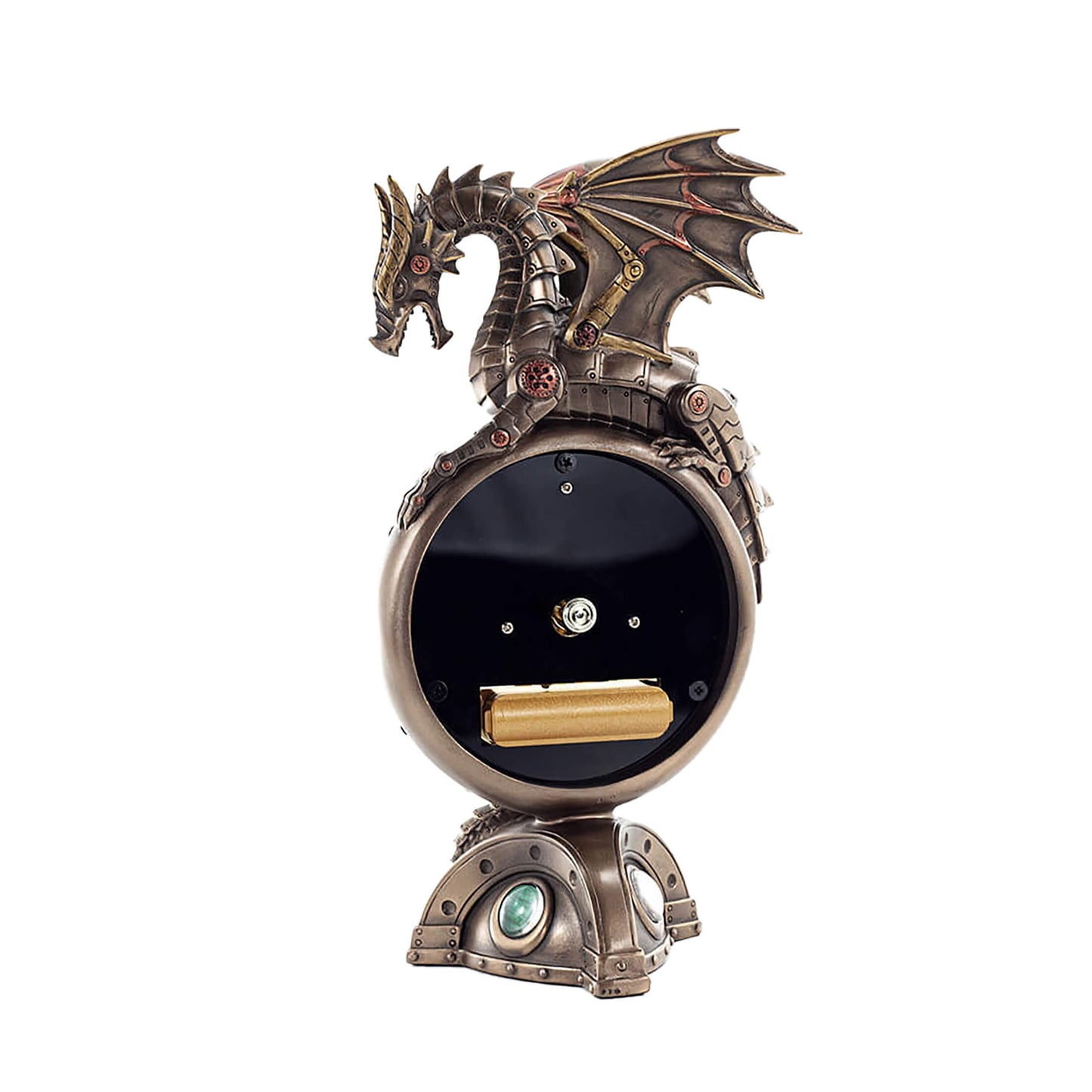 Steam punk Dragon Clock 23x13cm Fantasy Gothic Veronese Cold-Cast Bronze Table Clock