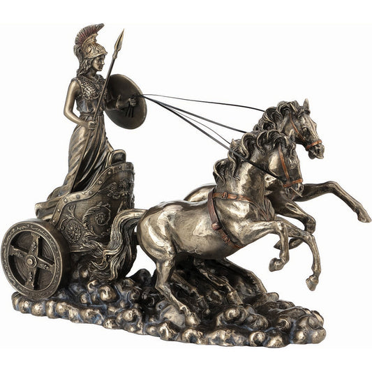 Athena Goddess of Wisdom and War on Chariot 22x26,5cm Veronese Statue