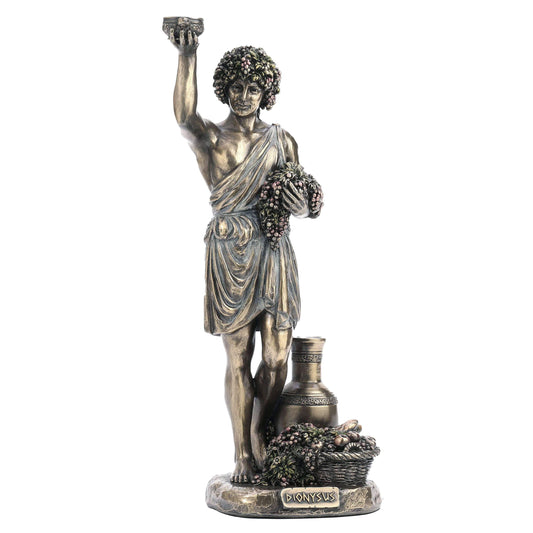 Dionysus Cold-Cast Bronze Statue front view, 28 cm