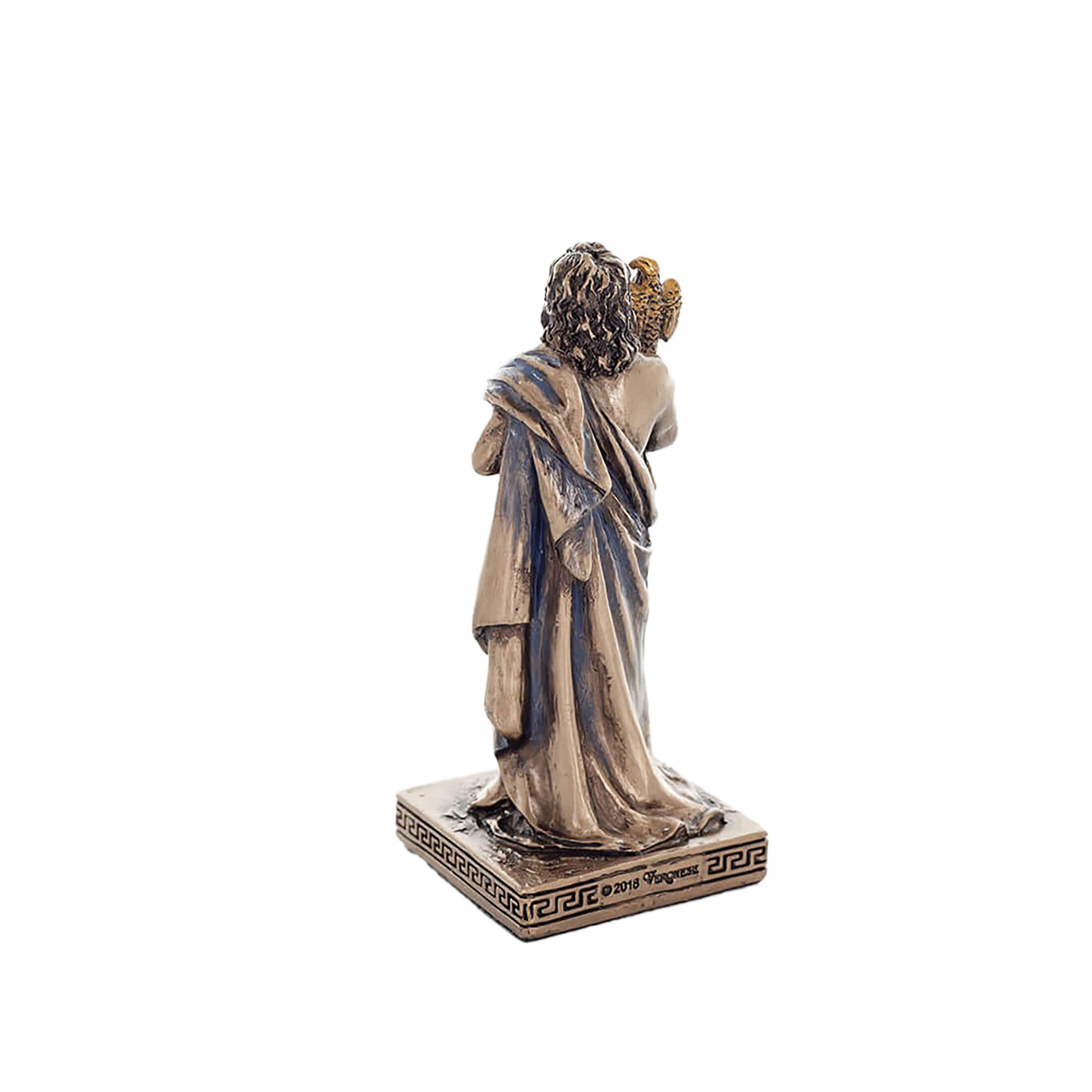 Zeus Miniature Statue rear angle showing garment folds and base