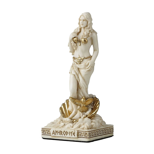 Aphrodite Resin Statue side angle showing flowing drapery