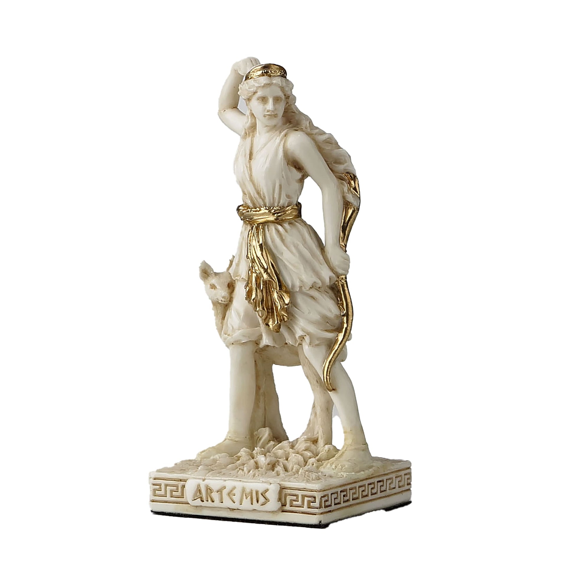 Artemis Resin Statue side angle showing archer pose and flowing robes