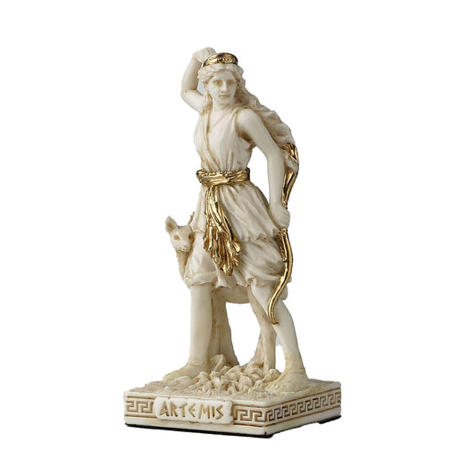 Artemis Resin Statue side angle showing archer pose and flowing robes