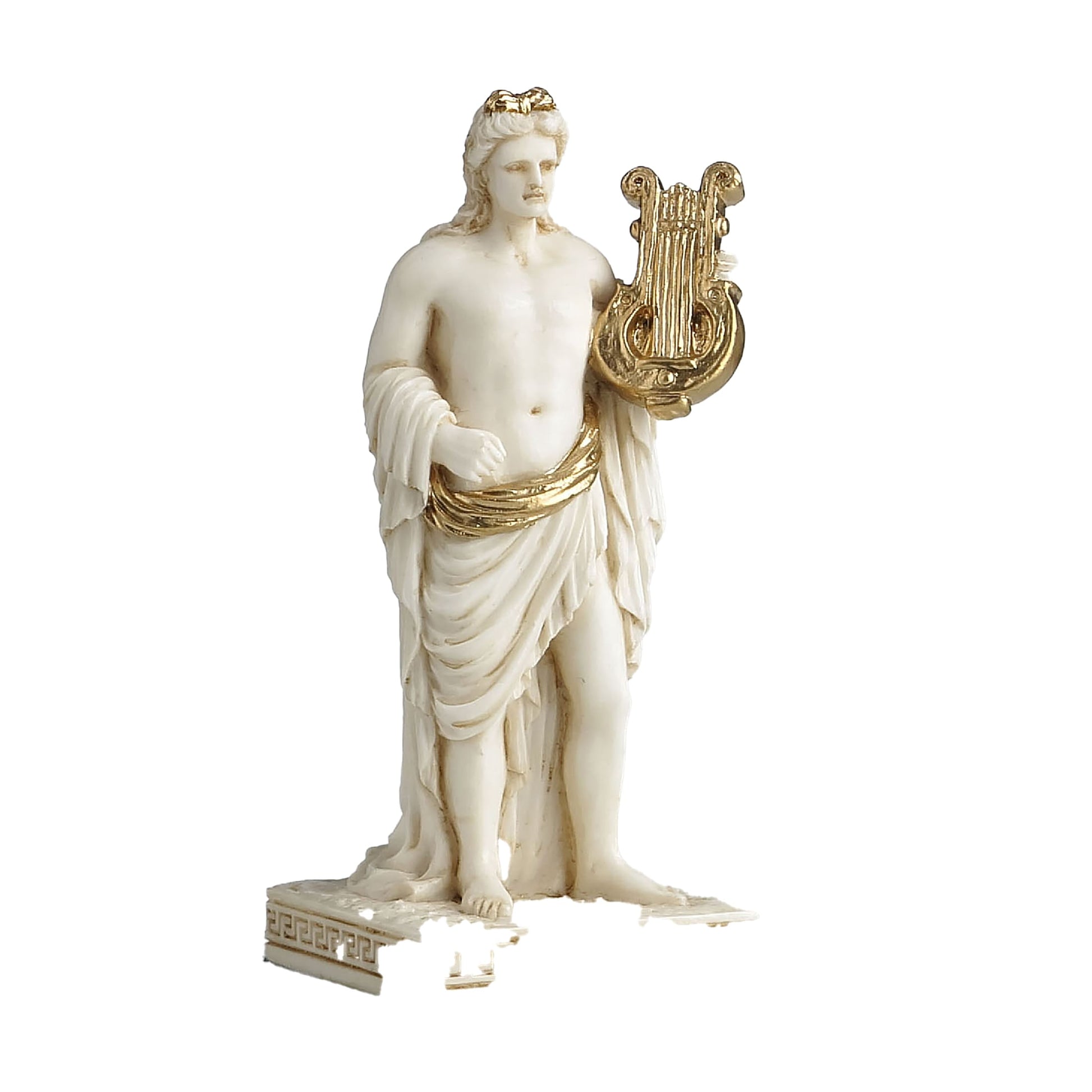 Apollo Resin Statue with Lyre side angle showing laurel and flowing robes