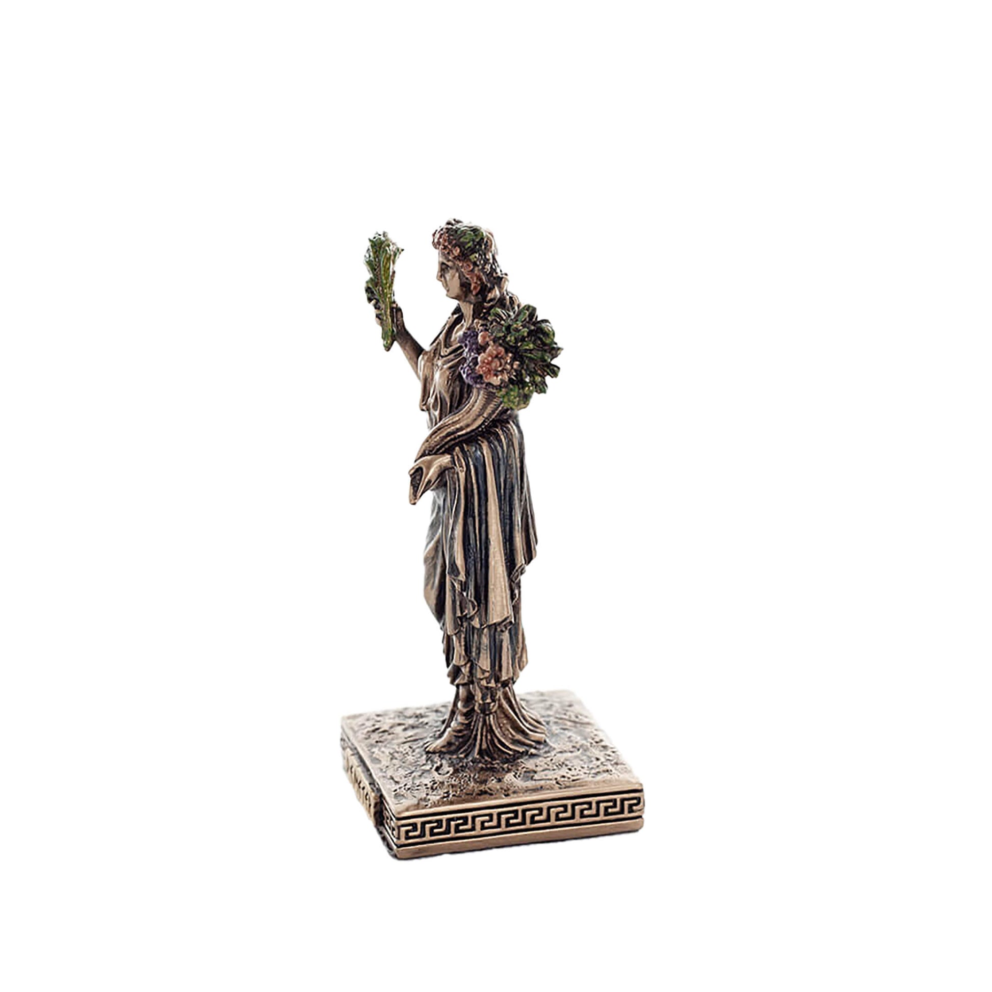 Demeter Miniature Statue side angle with flowing robes and textured base