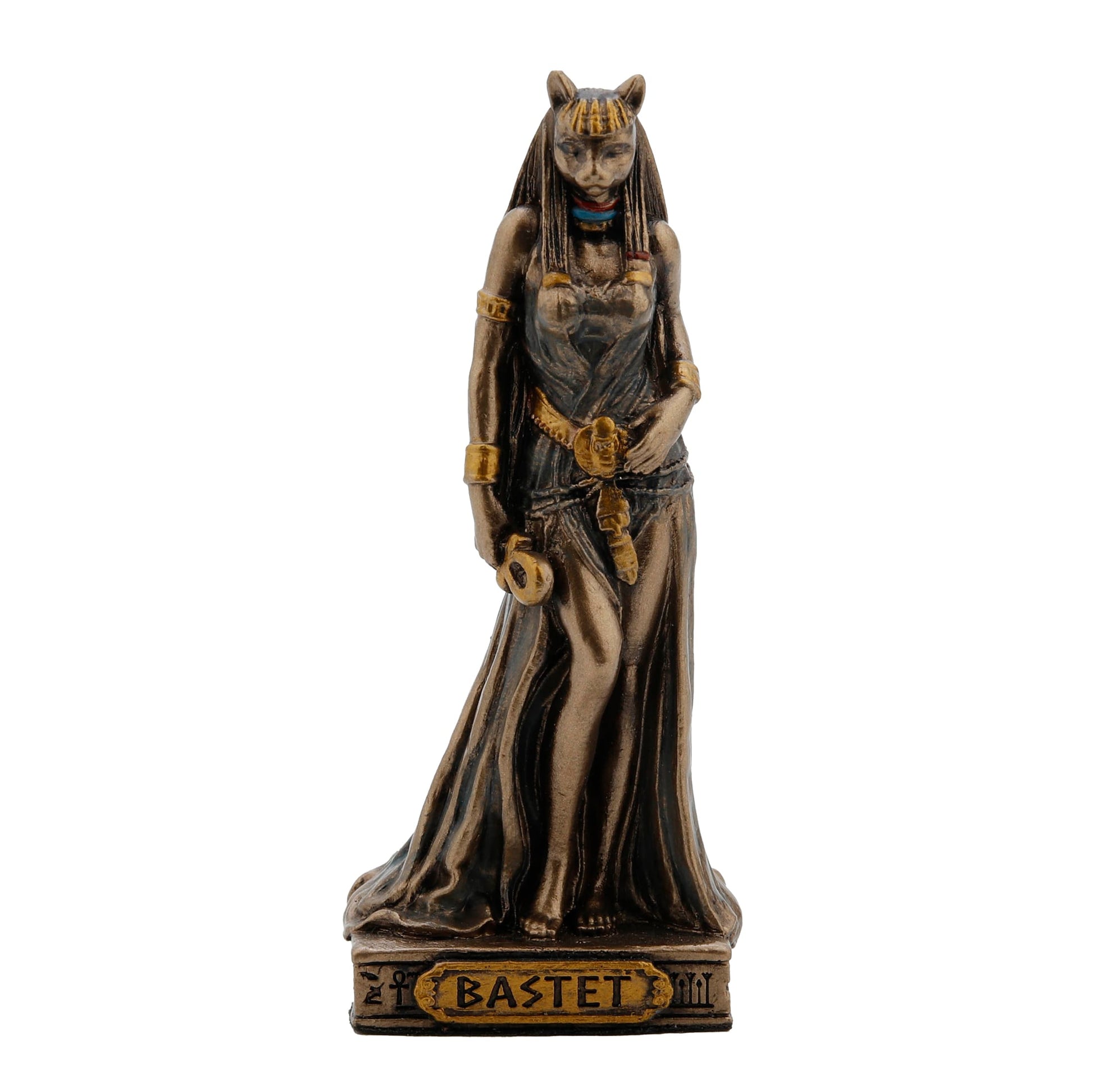 Bastet Egyptian Goddess Statue, cold-cast bronze, 8.5 cm front view