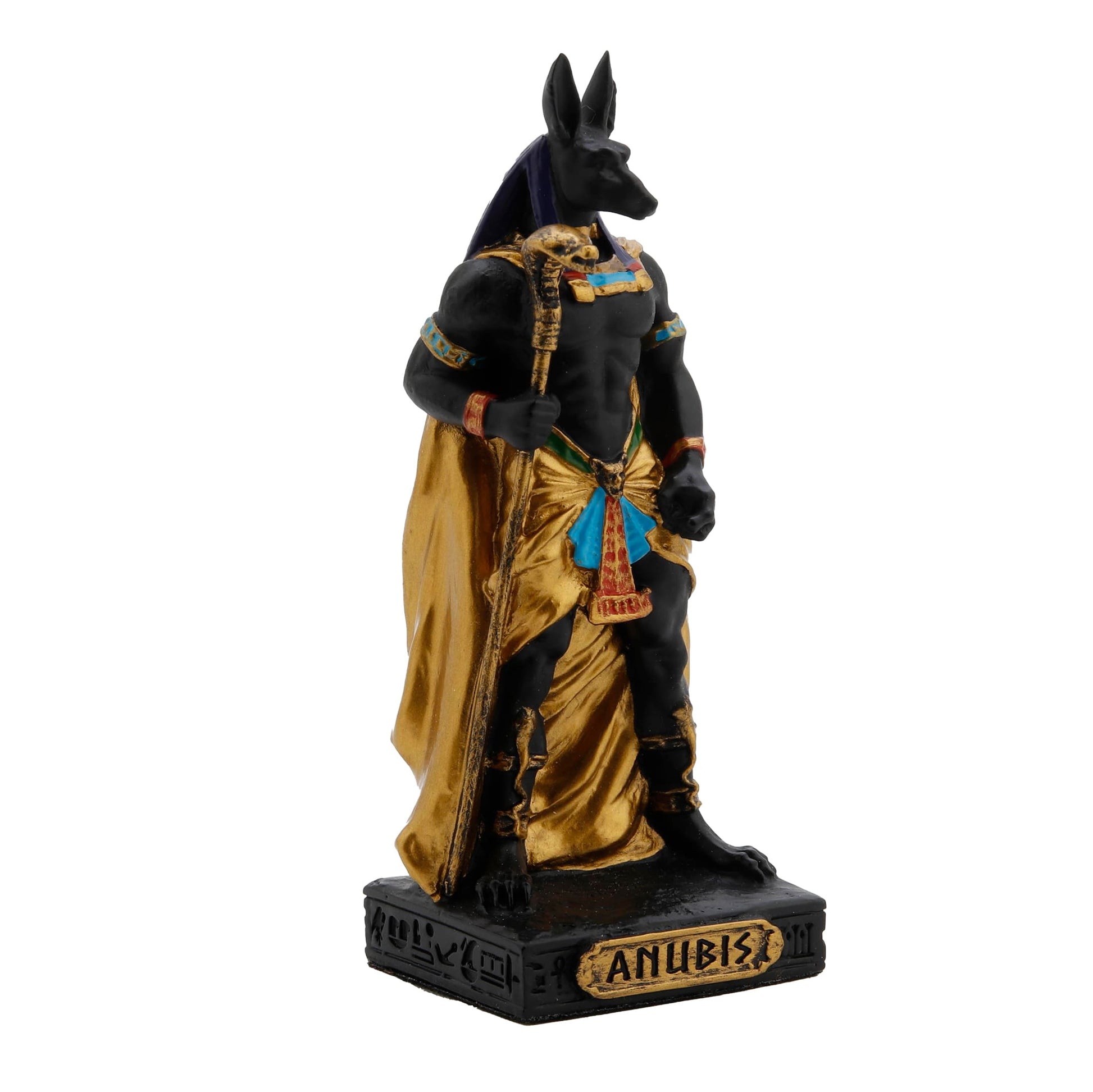 Anubis Egyptian God Resin Statue side angle with jackal head and headdress