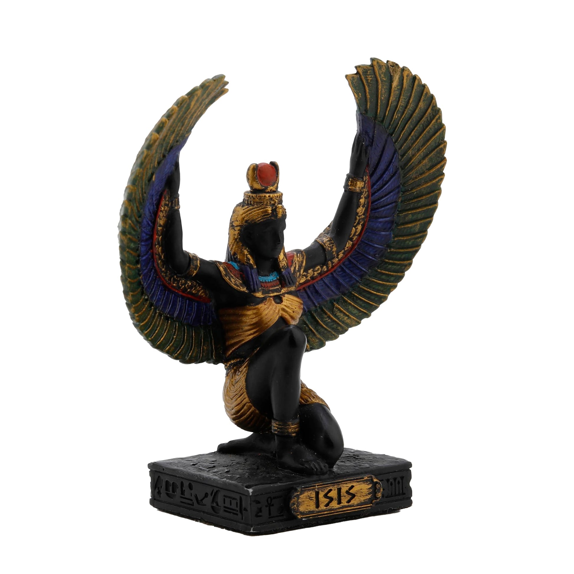 Isis Egyptian Goddess Resin Statue side angle with outstretched wings