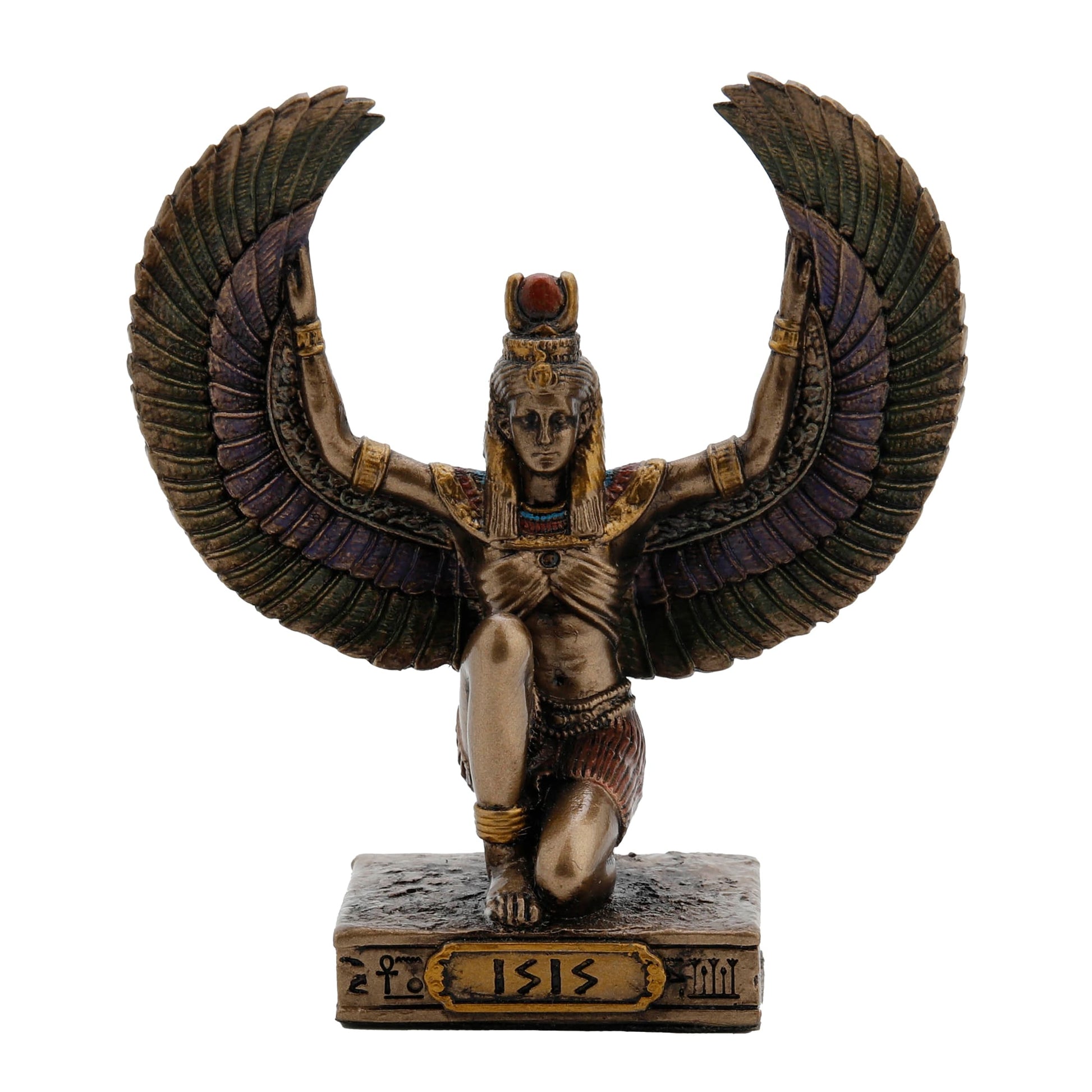 Isis Egyptian Goddess Statue, cold-cast bronze, 8.5 cm front view