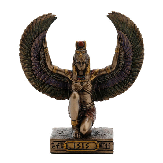 Isis Egyptian Goddess Statue, cold-cast bronze, 8.5 cm front view
