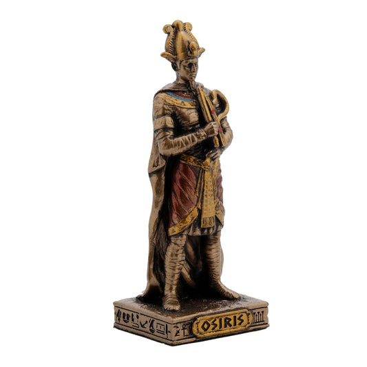 Osiris Egyptian God Statue side angle with regal crown and robes