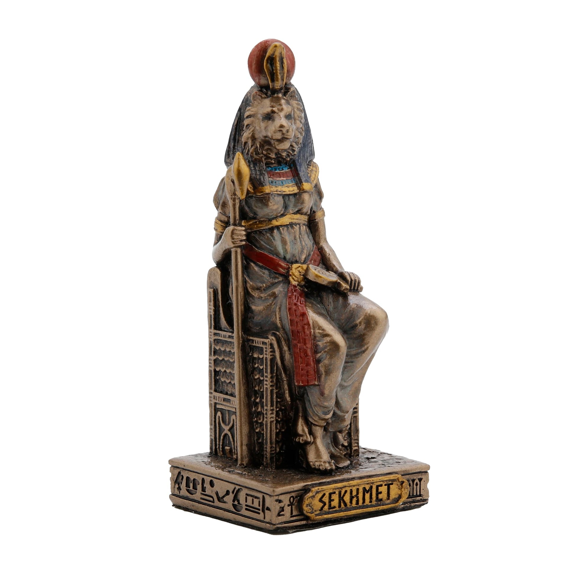 Sekhmet Egyptian Goddess Statue side angle with lioness head and headdress
