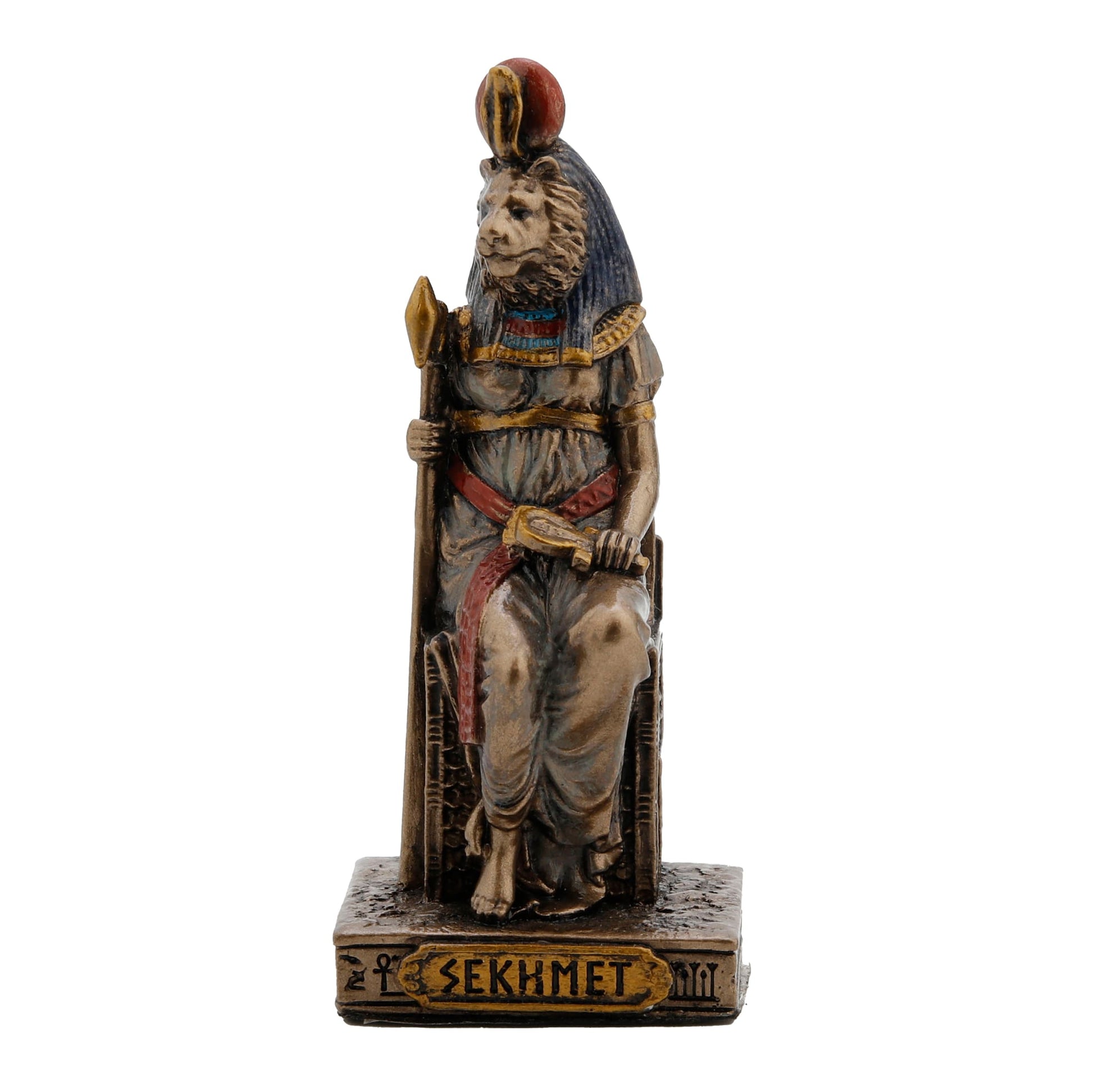 Sekhmet Egyptian Goddess Statue, cold-cast bronze, 8.5 cm front view