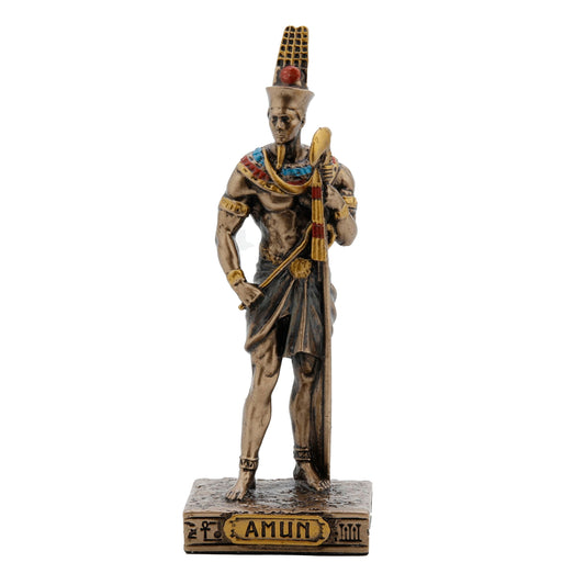 Amun Egyptian God Statue, cold-cast bronze, 8.5 cm front view