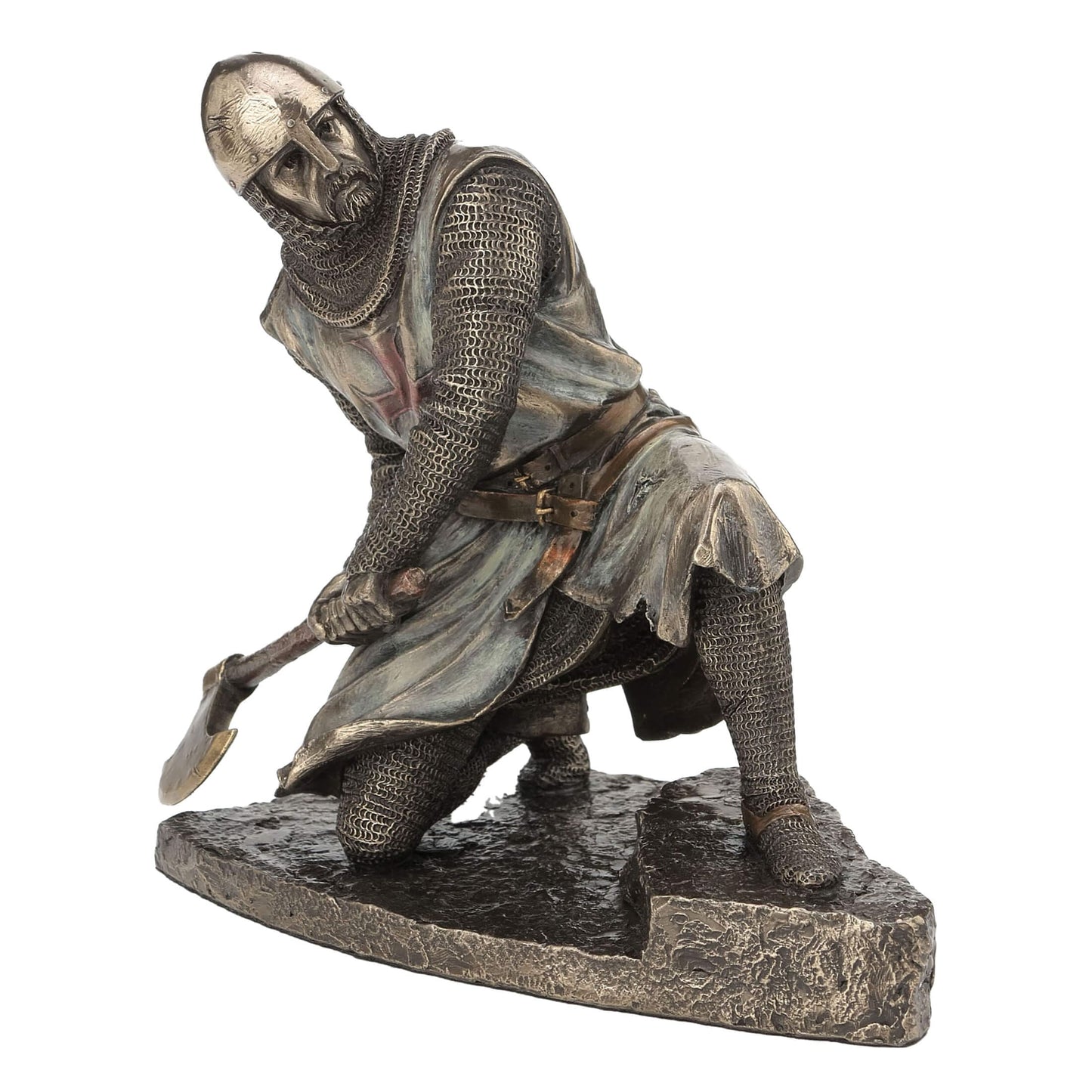 Templar Knight with Axe Statue – 20x17.5cm Veronese Cold-Cast Bronze Medieval Warrior Figurine