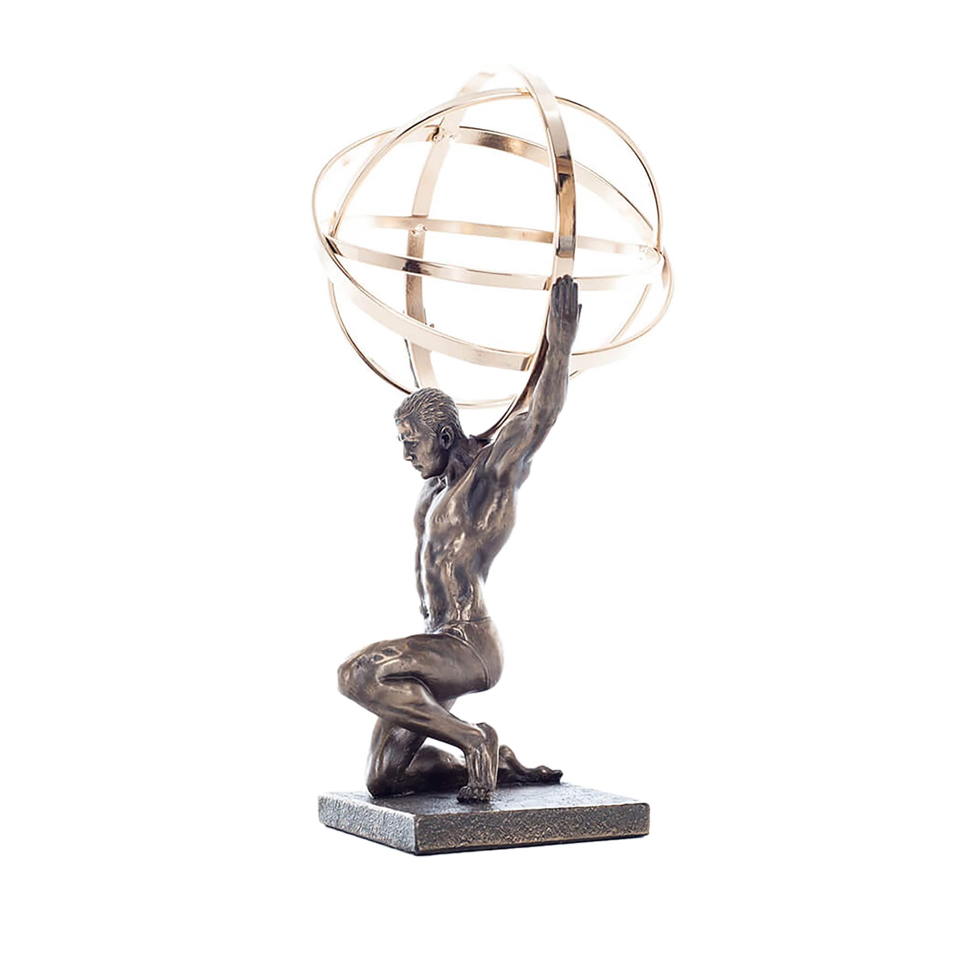 Atlas Titan Statue side angle showing engraved globe and strained pose