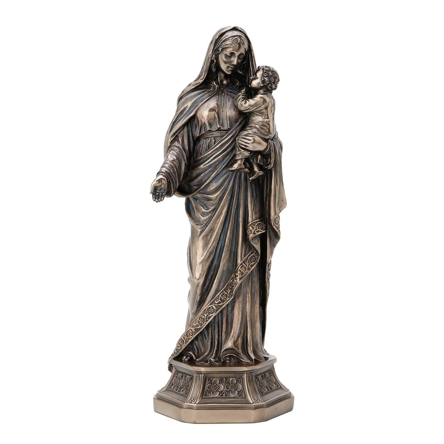 Virgin Mary & Baby Jesus 29cm Veronese Cold-Cast Bronze Statue – Christian Religious Figurine