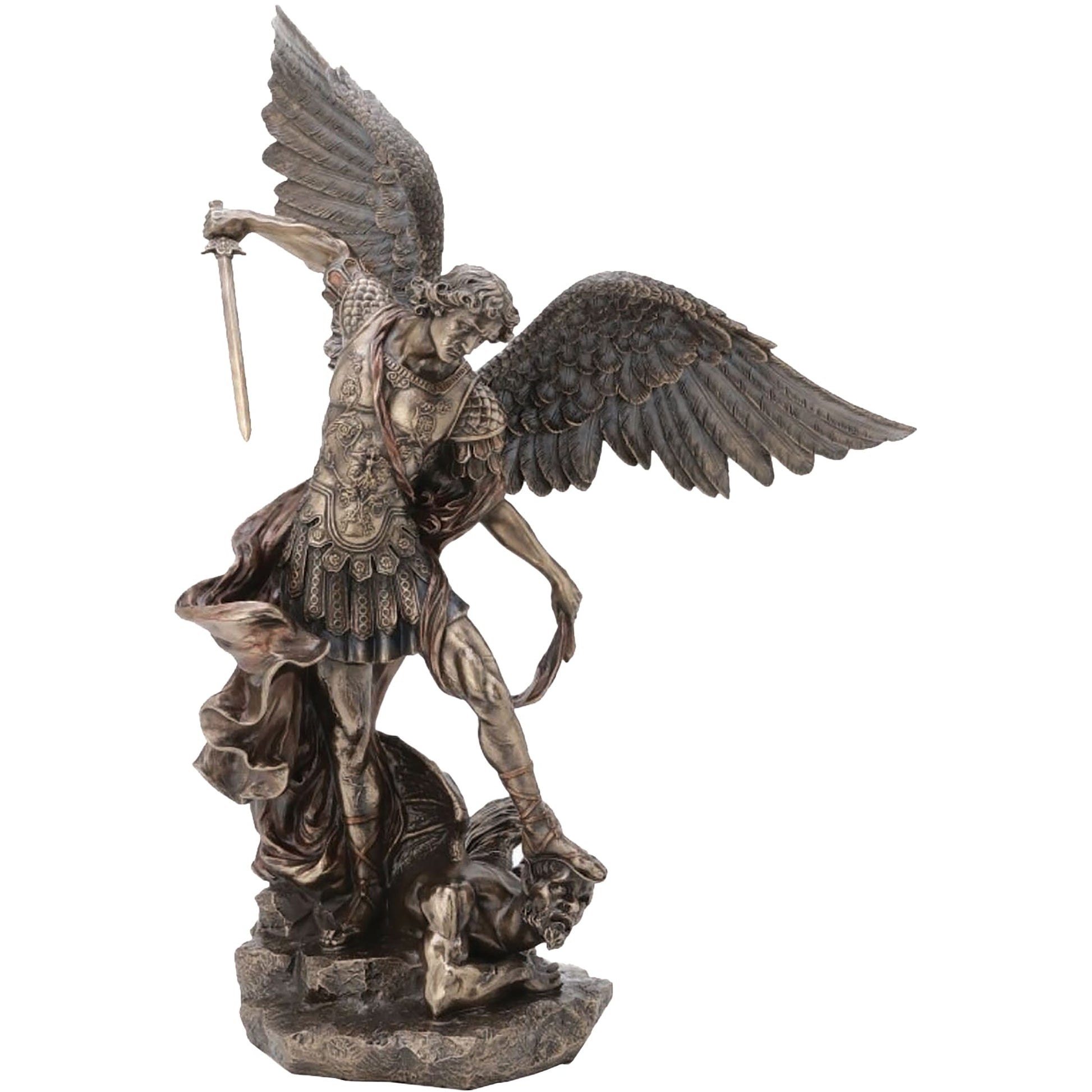 Archangel Saint Michael Statue, cold-cast bronze, 15 cm front view