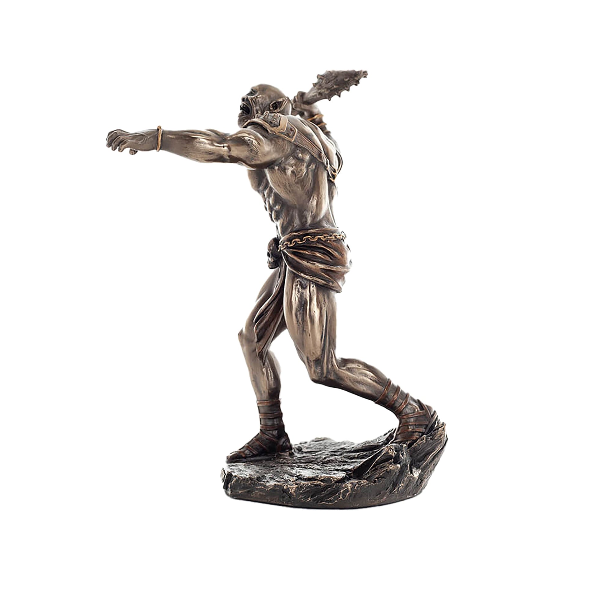 Cyclops Statue side angle showing club and stone-texture base