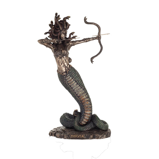 Medusa Archer Statue front view, cold-cast bronze, 36 cm