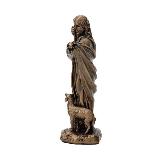 Good Shepherd Statue side view with flowing robes and shepherd motif