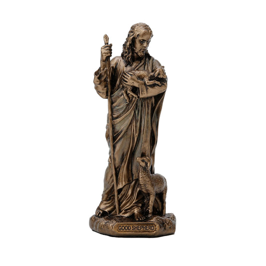 Good Shepherd Statue, cold-cast bronze, 8.5 cm front view