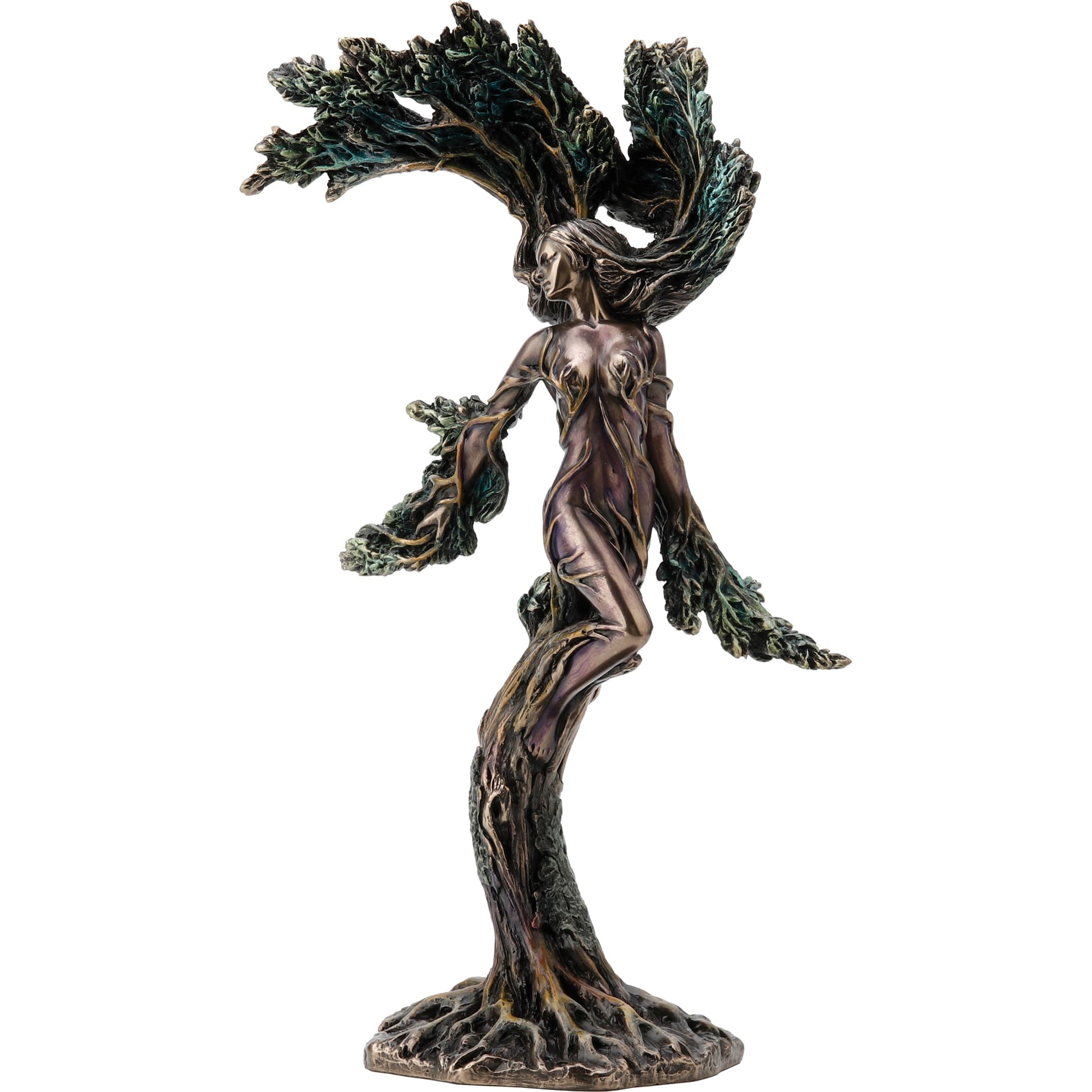 Veronese 24.5cm Daphne statue in cold-cast bronze, Greek laurel nymph figurine, front view.