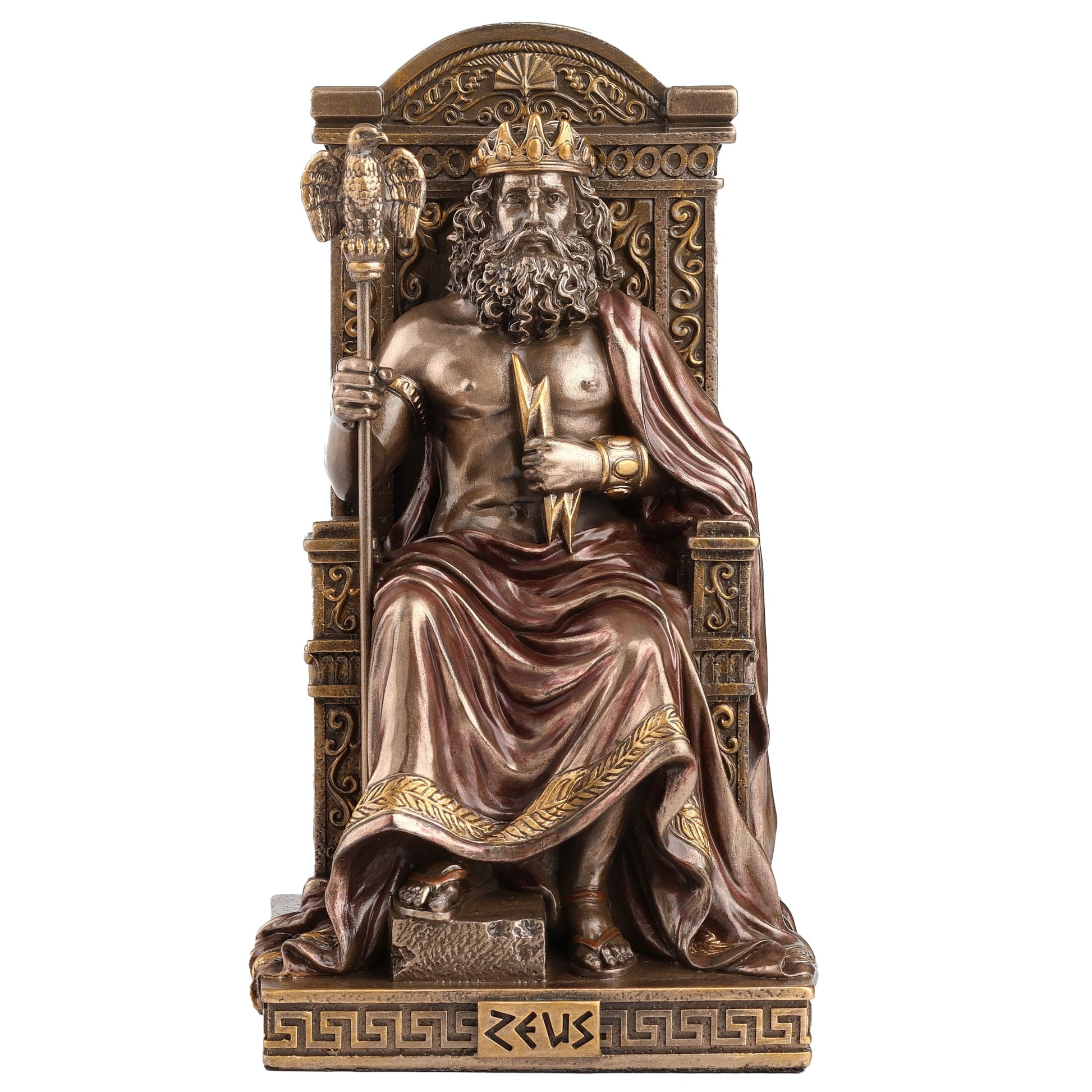 Zeus Greek God of Thunder & Sky Statue by Veronese – angled view, cold-cast bronze